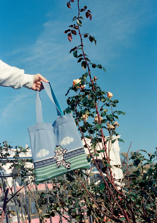 【市集】Puli Potch布力跑-丘比踢球像素风毛线针织双面-单肩手提包袋 商品图4