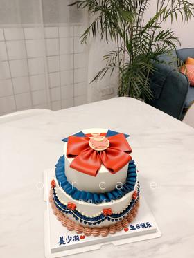 美少女战士蝴蝶结复古蛋糕-低糖处理无添加