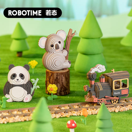 若态坑纸-火车手工DIY制作立体拼图木质拼装模型摆件 商品图0