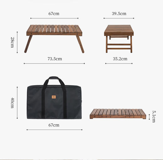 Naturehike挪客户外露营折叠实木桌野外烧烤野餐桌野营便携小桌子 商品图5