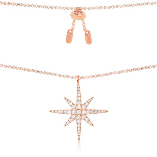 3606633229855 apm MONACO闪耀流星六芒星银镶晶项链锁骨链毛衣链女礼物 【氧化】 商品图2