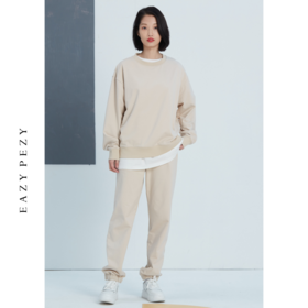 EAZYPEZY  早秋宽松薄款柔软纯棉圆领卫衣运动休闲时髦套装
