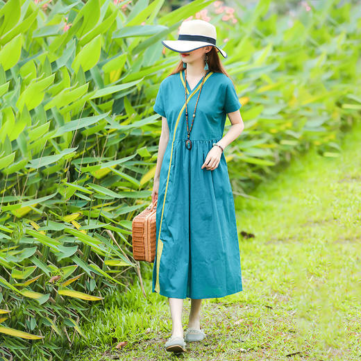 GYH  2021收腰中长款棉麻连衣裙 商品图0