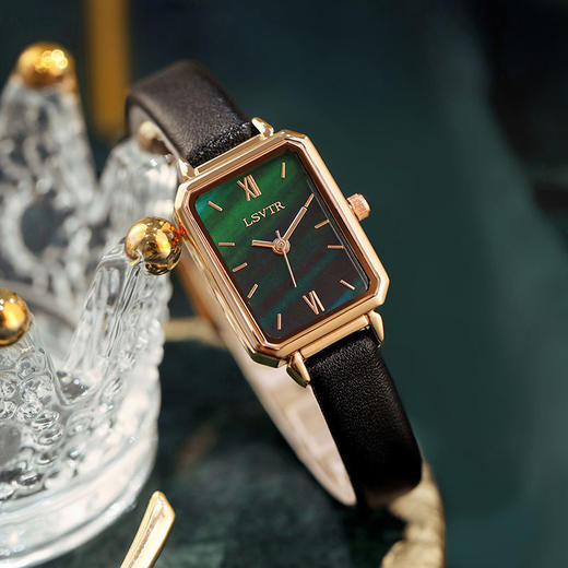 ins风新款网红同款手表女简约气质文艺防水小方盘孔雀绿小绿表女 商品图4
