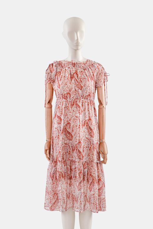 肩袖穿带度假连衣裙 商品图0