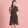 上海旗袍厂AYK-QF-210177雪纺小碎花改良旗袍立领时尚连衣裙不规则裙摆修身旗袍夏季女装 商品缩略图2