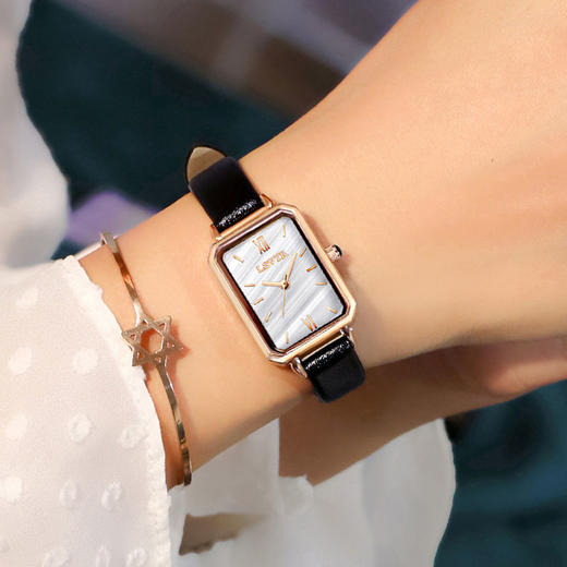 ins风新款网红同款手表女简约气质文艺防水小方盘孔雀绿小绿表女 商品图13