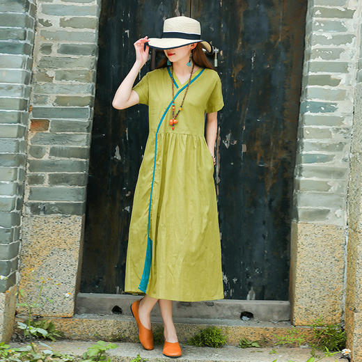 GYH  2021收腰中长款棉麻连衣裙 商品图1