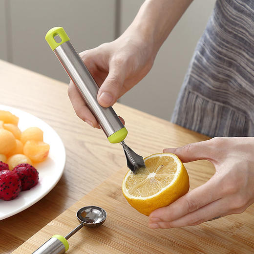 【波纹雕花刀】居家日用双头不锈钢水果挖球器西瓜水果水果刀餐饮用具 商品图2