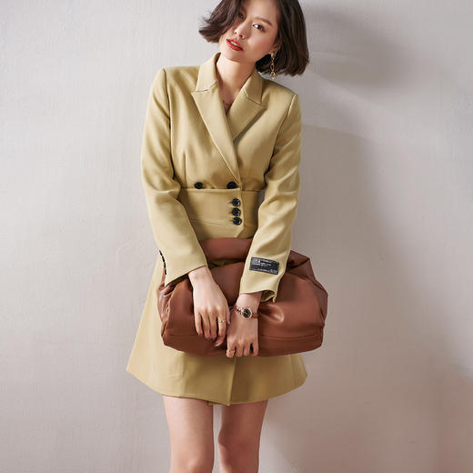 剩XL 芳外2021秋季西装式连衣裙通勤百搭修身减龄淑女裙子 商品图1