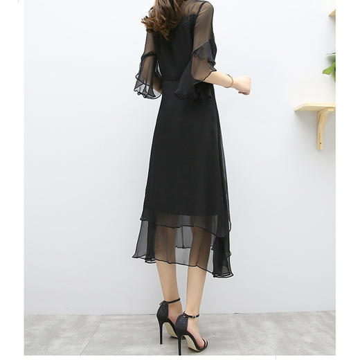 上海旗袍厂RJ-8826-1雪纺连衣裙女2021夏季时尚大码女装韩版修身裙子气质长裙 商品图2