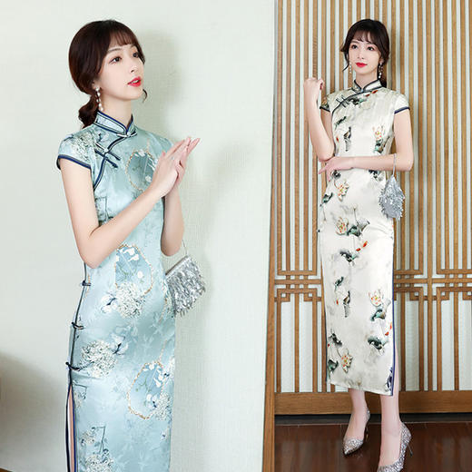 SKY  902619复古改良真丝桑蚕丝旗袍 商品图0