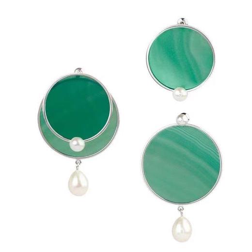 【Lens推荐】雨季系列 绿玛瑙组合耳环 项链 商品图0