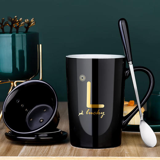 【带盖勺男女陶瓷茶杯】姓氏陶瓷马克杯 居家日用韩版学生情侣餐饮用具 商品图8