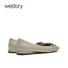 westory女鞋2021春季浅口牛皮一脚蹬豆豆鞋平底奶奶鞋S21AE52871 商品缩略图2