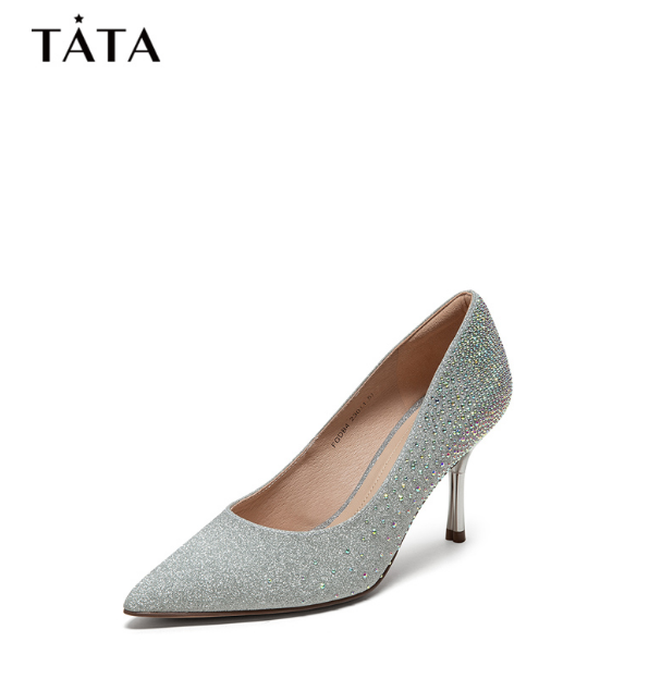 tata他她2021春新娘鞋尖头高跟鞋 婚鞋(两色可选)