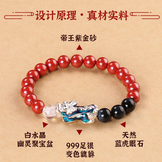 【银貔貅原矿朱砂聚宝盆手链】 商品图2