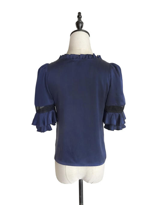 TYNVIE 拼接蕾丝荷叶边短袖上衣 商品图1