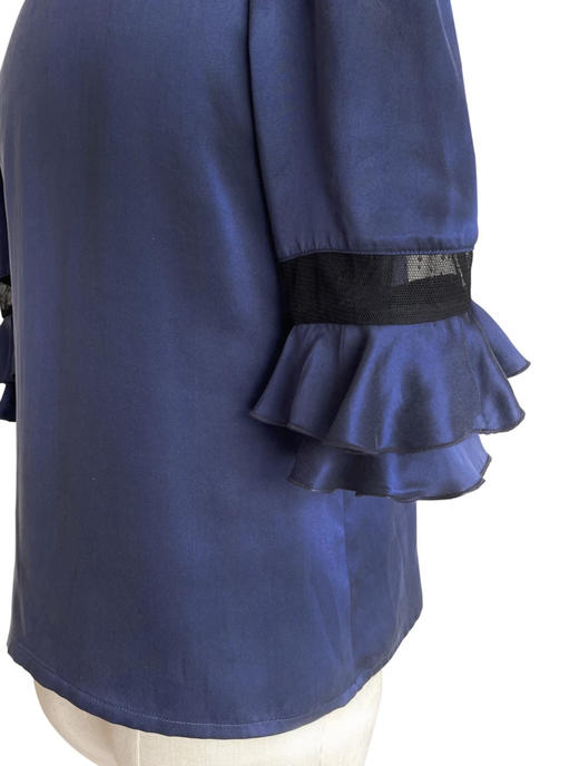 TYNVIE 拼接蕾丝荷叶边短袖上衣 商品图2