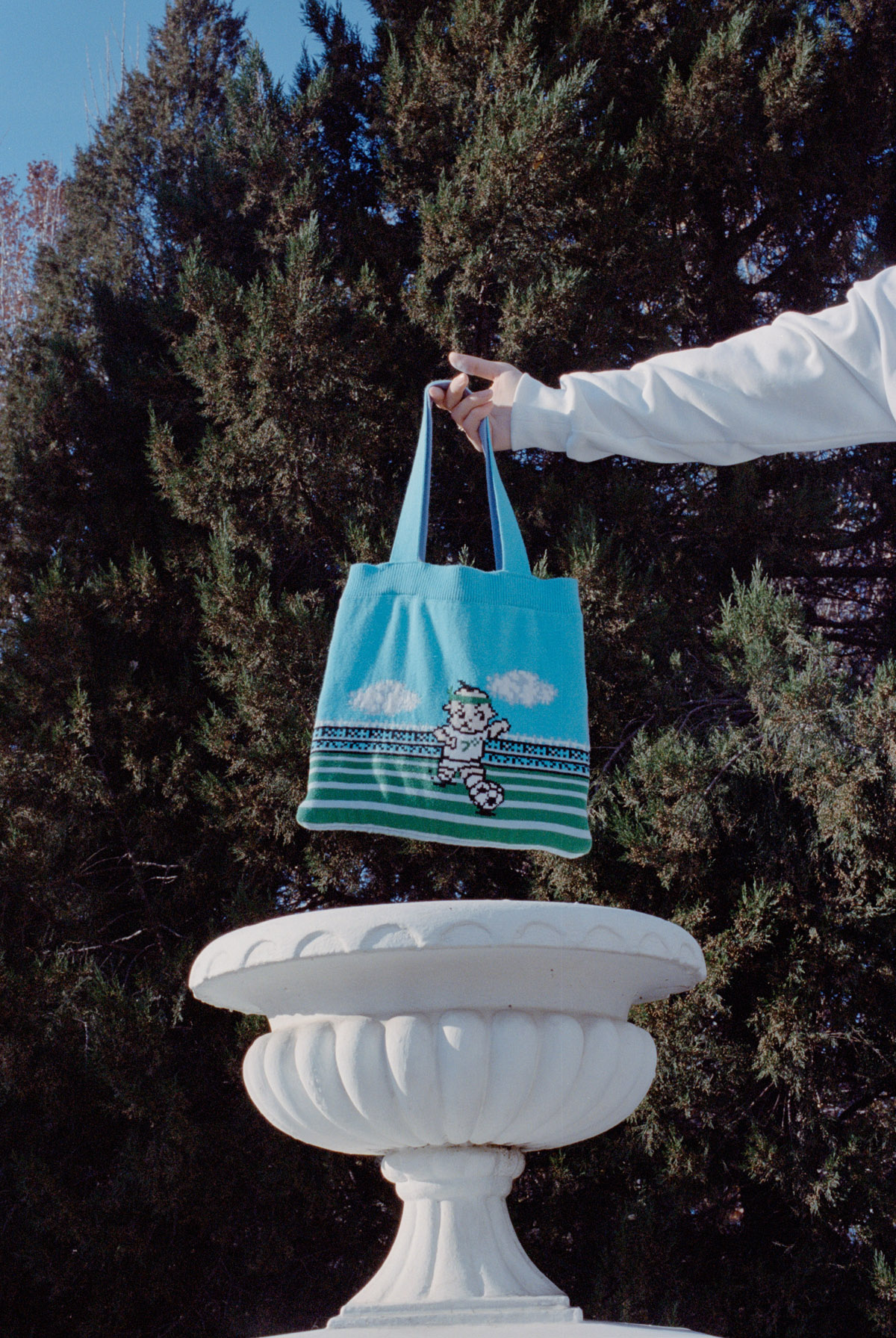 【市集】Puli Potch布力跑-丘比踢球像素风毛线针织双面-单肩手提包袋