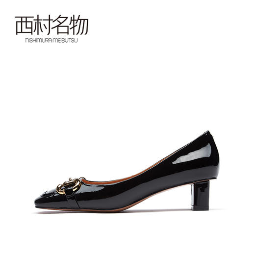 西村名物2021春季新款粗跟单鞋女中跟浅口百搭法式方头女鞋X21AE14911 商品图1