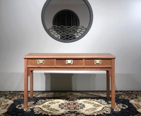 红桥红  家具严选  缅甸花梨（大果紫檀）  【138三抽刀牙小书桌 两件套】