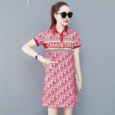 SP- 1672700 2021新款夏季连衣裙印花40岁45中年女气质修身短袖裙子时尚 商品图1