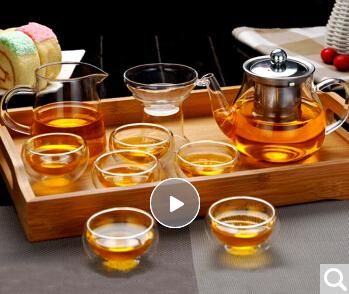 两张魅力红酒卡+耐热玻璃茶具套装圆底双层杯9件套（ 茶壶+公道杯+茶漏+6个茶杯）-CG 商品图0