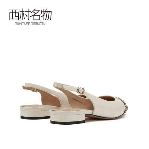 西村名物2021春季新款仙女凉鞋女羊皮尖头小香风一字拖凉鞋X21AH14961 商品图3