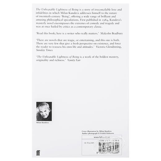 【中商原版】米兰昆德拉 不能承受的生命之轻 英文版 英文原版 小说 书 The Unbearable Lightness of Being Milan Kundera 商品图3