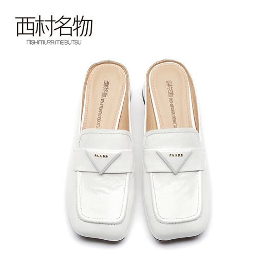 西村名物春季新款懒人包头拖女ins网红时尚方头真皮穆勒凉拖T21AH14101 商品图2