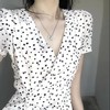 新款爆款女神同款甜美碎花不规则抽绳连衣裙设计感休闲V领短袖早春新款裙子潮七夕情人节 商品缩略图2