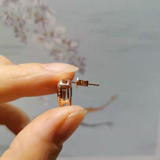 橙黄色蓝宝石无边镶嵌爱心耳钉（已售，同款可定制） 商品图6