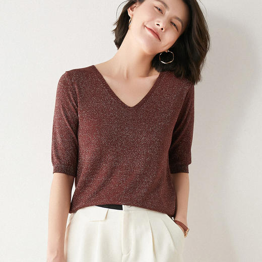 【bling bling~爱不释手】冰丝五分袖 视觉上轻盈舒适 隐隐闪烁 洋溢青春气息 商品图5