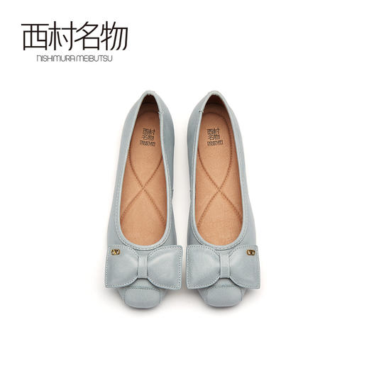 西村名物2021春季新款单鞋女平底方头蝴蝶结浅口休闲鞋百搭X21AE14851 商品图3