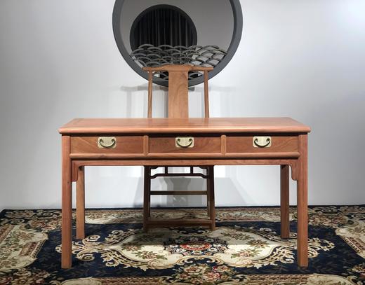 红桥红  家具严选  缅甸花梨（大果紫檀）  【138三抽刀牙小书桌 两件套】 商品图1