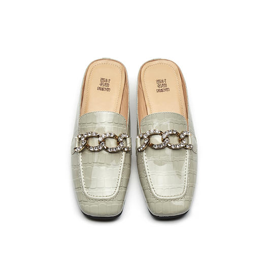 西村名物2021夏季新款包头半拖鞋女外穿英伦软底气质穆勒拖T21AH15021 商品图2