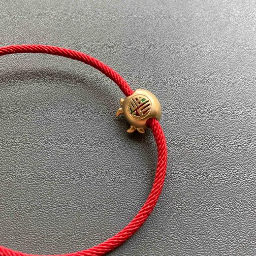 冰种阳绿高色蛋面翡翠抱抱牛手绳手链18k黄金钻石镶嵌 商品图5