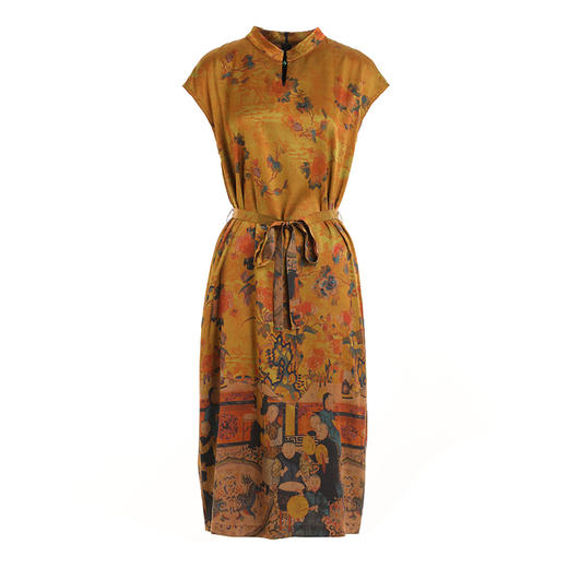 乔万尼夏新款收腰显瘦连衣裙高端重工真丝19mm弹力斜纹缎连衣裙EI2E706 商品图3