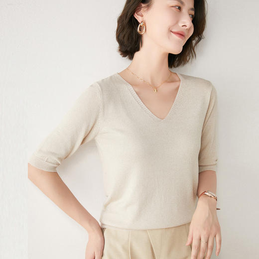 【bling bling~爱不释手】冰丝五分袖 视觉上轻盈舒适 隐隐闪烁 洋溢青春气息 商品图4