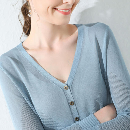 【肌肤会呼吸】雅致秀气开衫 透气不寡淡 简约而不简单 内外叠搭都有范~ 商品图1