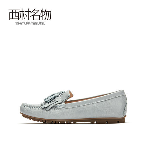 西村名物2021春新款流速真皮软底女鞋一脚蹬浅口平跟乐福鞋T21AM14691 商品图1