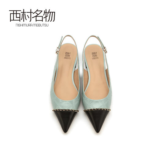 西村名物2021春季新款仙女凉鞋女羊皮尖头小香风一字拖凉鞋X21AH14961 商品图2