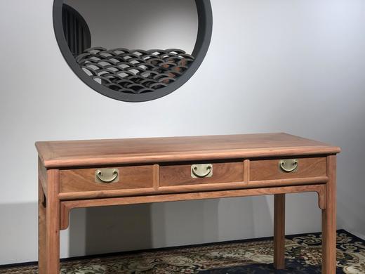 红桥红  家具严选  缅甸花梨（大果紫檀）  【138三抽刀牙小书桌 两件套】 商品图5