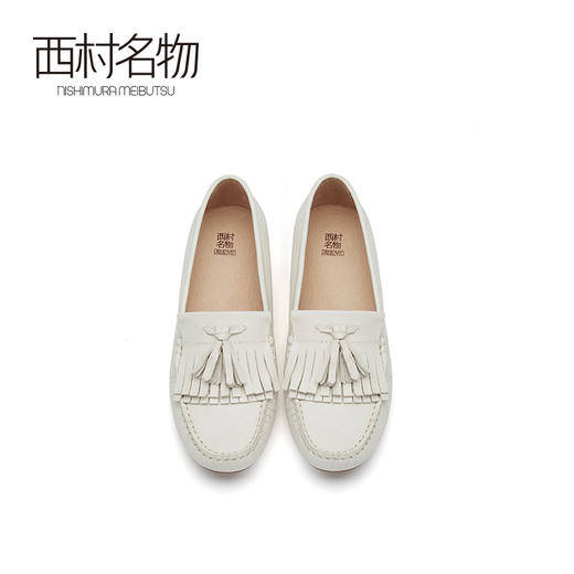 西村名物2021春新款流速真皮软底女鞋一脚蹬浅口平跟乐福鞋T21AM14691 商品图3