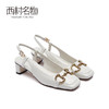 西村名物2021春新款法式粗高跟单鞋女方头浅口优雅夏季凉鞋X21AH14921 商品缩略图3