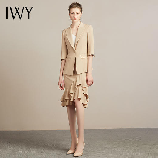 IWY/卡其职业女裙面试修身款气场港味半身修身一步裙两件套裙干练21C1+S3 商品图2