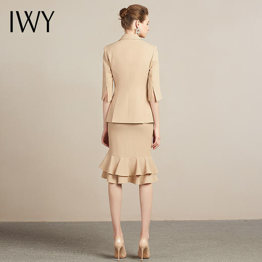 IWY/卡其职业女裙面试修身款气场港味半身修身一步裙两件套裙干练21C1+S3 商品图3