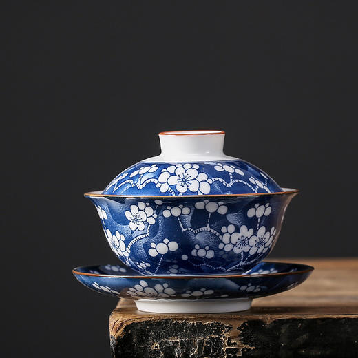 三才盖碗 青花茶杯茶碗大号茶具家用仿古泡茶碗 商品图2