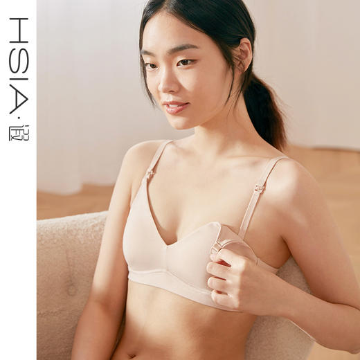 哺乳内衣女薄款小胸产后喂奶孕期子母扣无痕胸罩无钢圈文胸HSIA遐 商品图0
